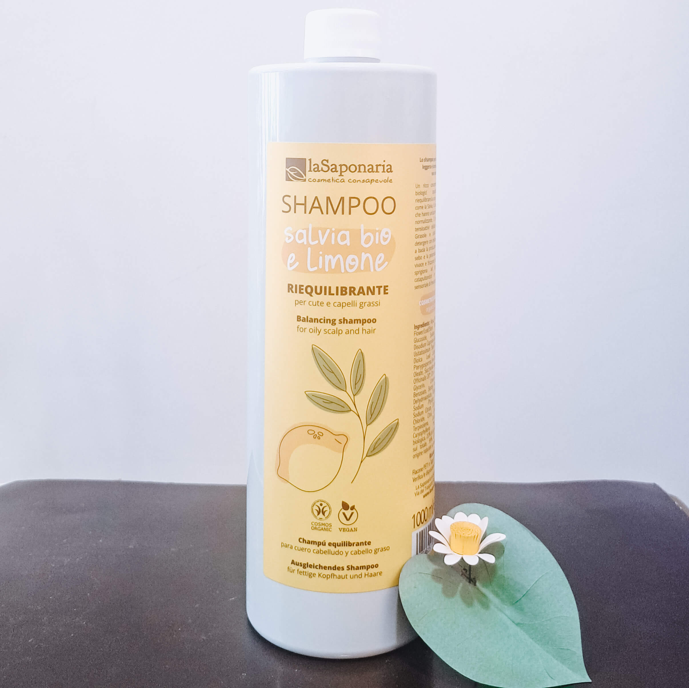 Shampoo Bio Riequilibrante Salvia e Limone de La Saponaria 200 ml e 1 Litro - immagine 2