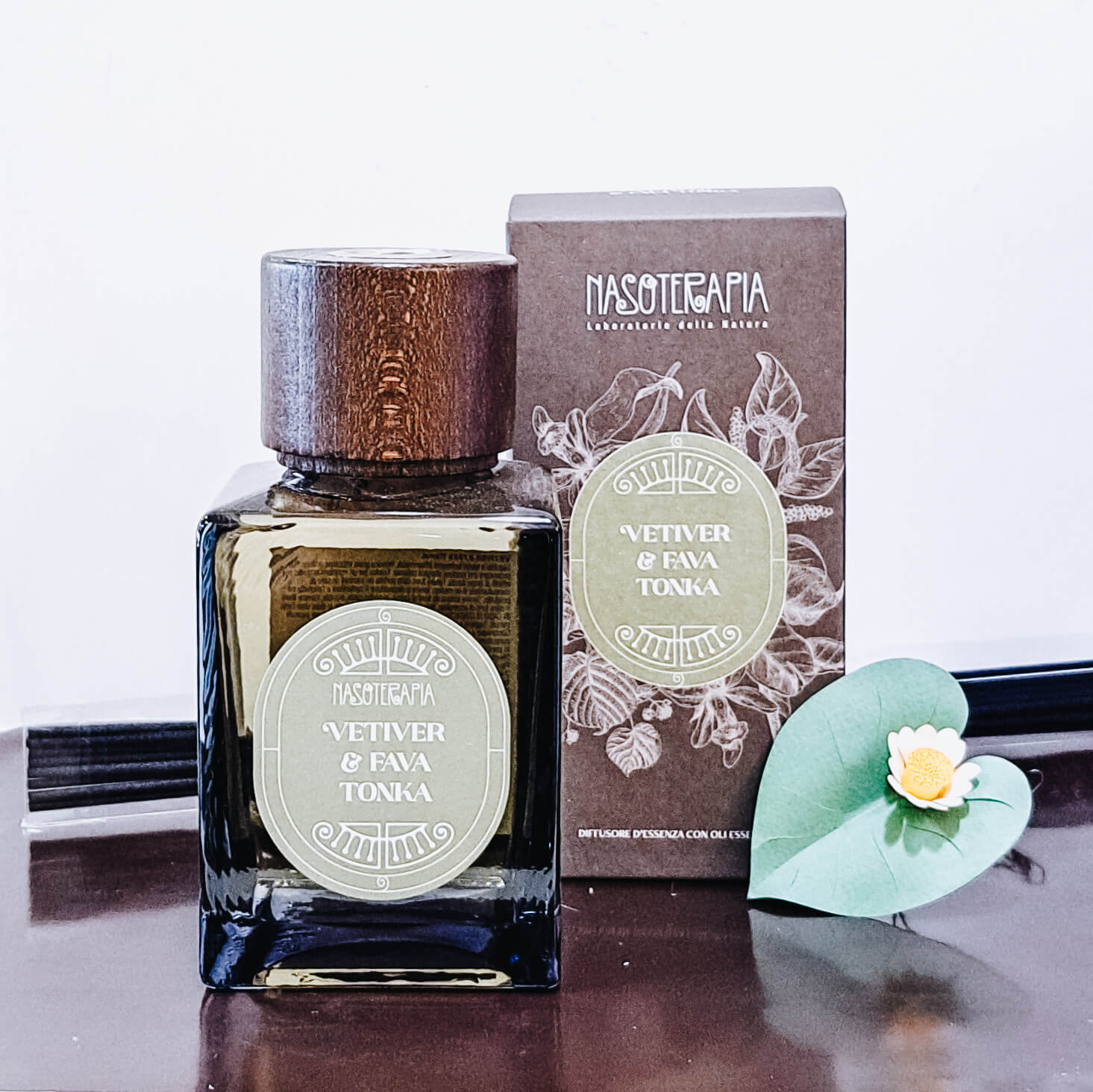 Diffusore a Bastoncini Vetiver e Fava Tonka di Nasoterapia 200 ml e 500 ml
